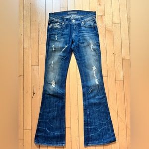 Rock & Republic Low Rise, Bell Bottom Jeans with Distressed Detail
